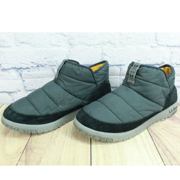 LL Bean Mountain Classic Gray Nylon Quilted Insulated SlipperAnkle Booties 11 M - Picture 2 of 10